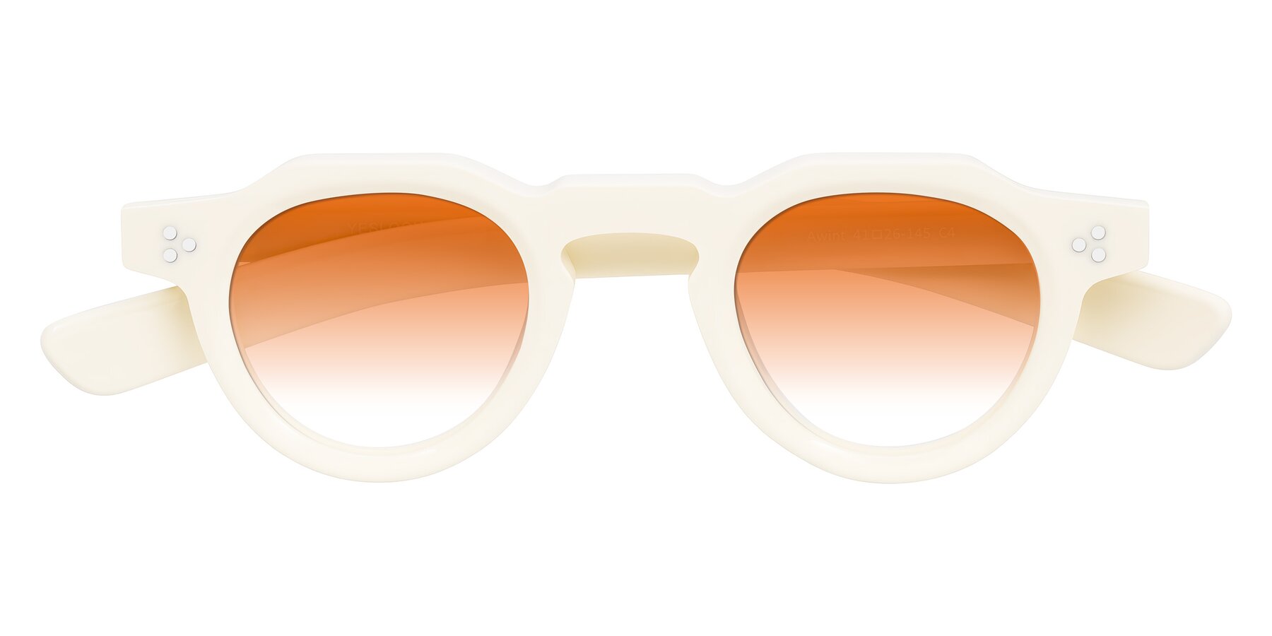 Folded Front of Awint in Ivory White with Orange Gradient Lenses