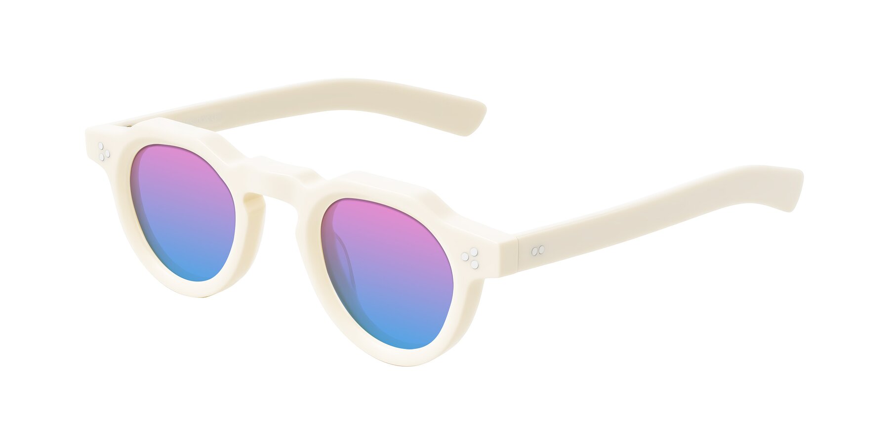 Angle of Awint in Ivory White with Pink / Blue Gradient Lenses