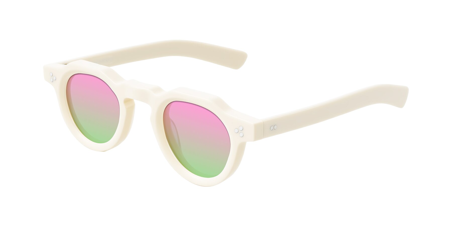 Angle of Awint in Ivory White with Pink / Green Gradient Lenses
