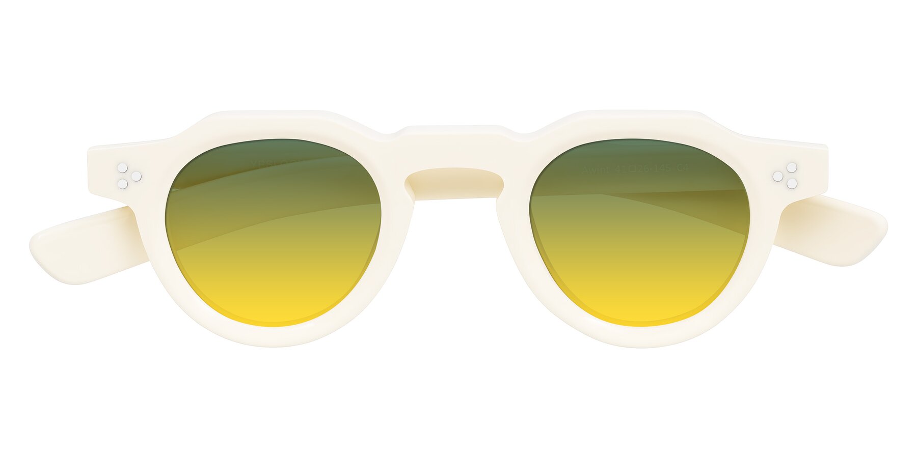 Folded Front of Awint in Ivory White with Green / Yellow Gradient Lenses