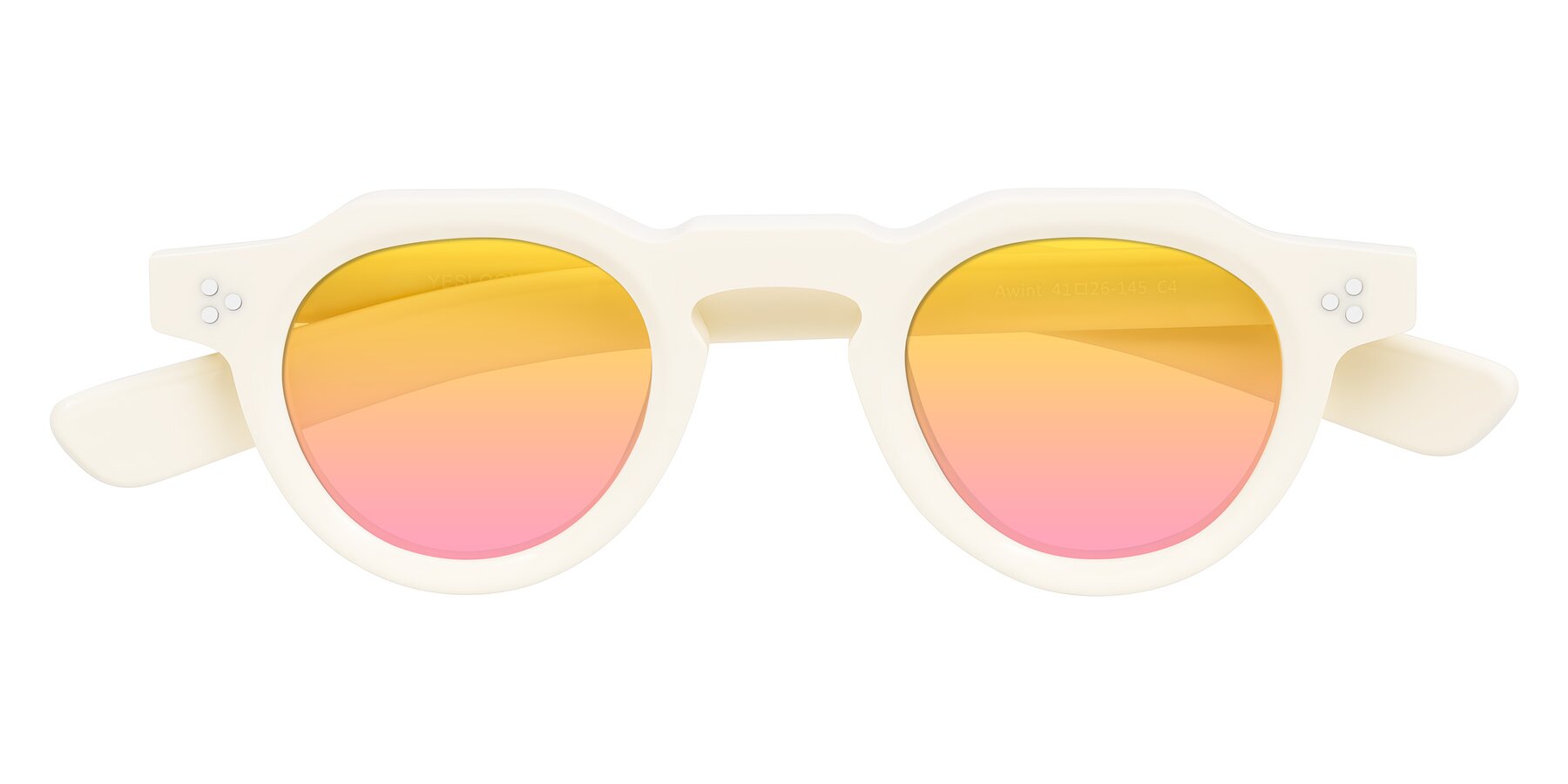 Folded Front of Awint in Ivory White with Yellow / Pink Gradient Lenses