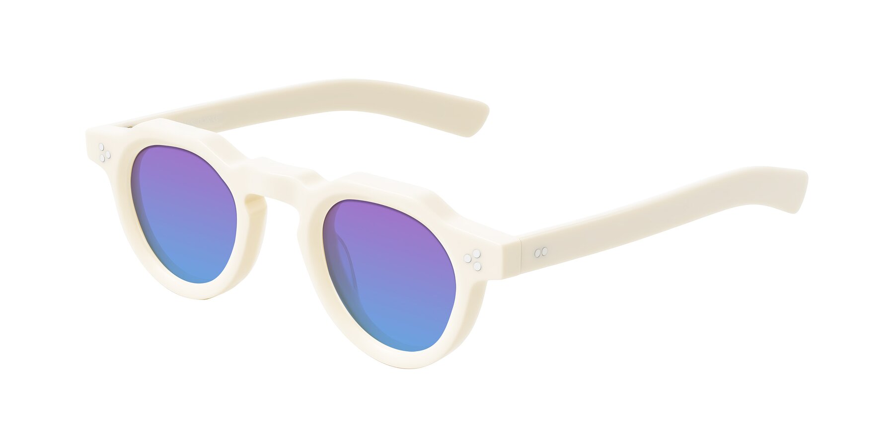 Angle of Awint in Ivory White with Purple / Blue Gradient Lenses