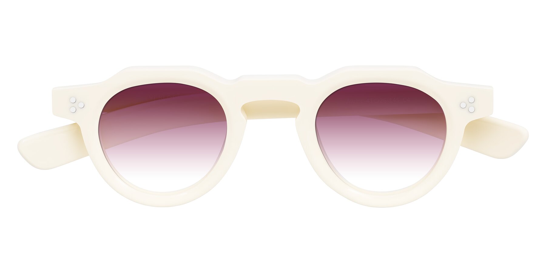 Folded Front of Awint in Ivory White with Wine Gradient Lenses