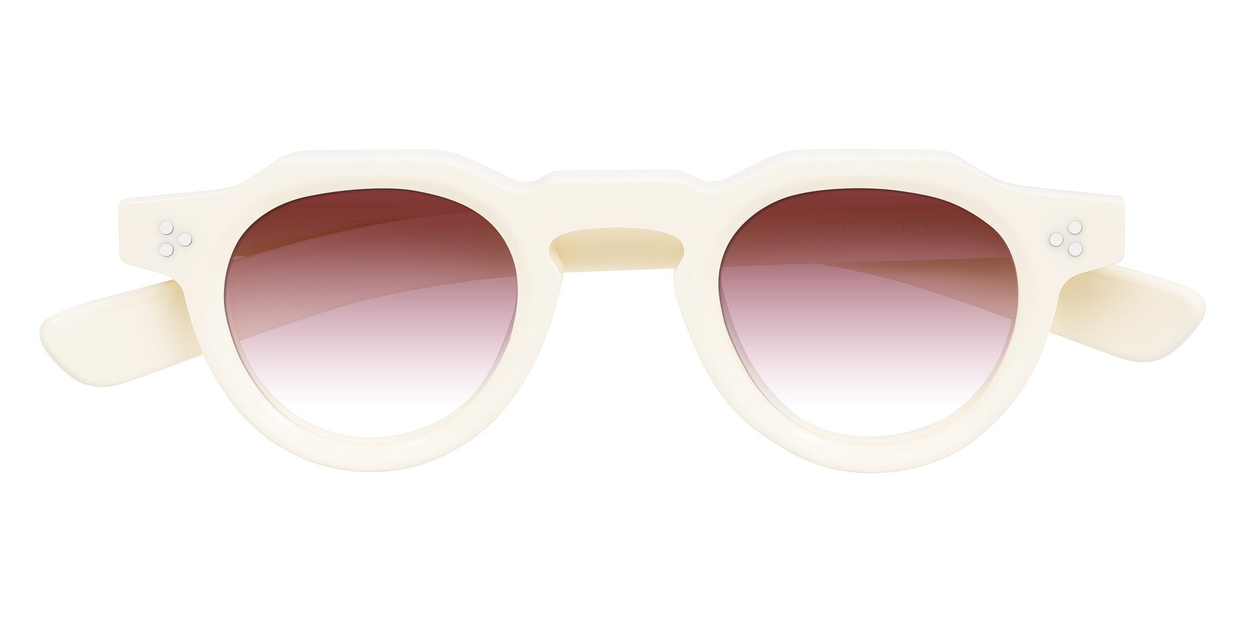 Folded Front of Awint in Ivory White with Garnet Gradient Lenses