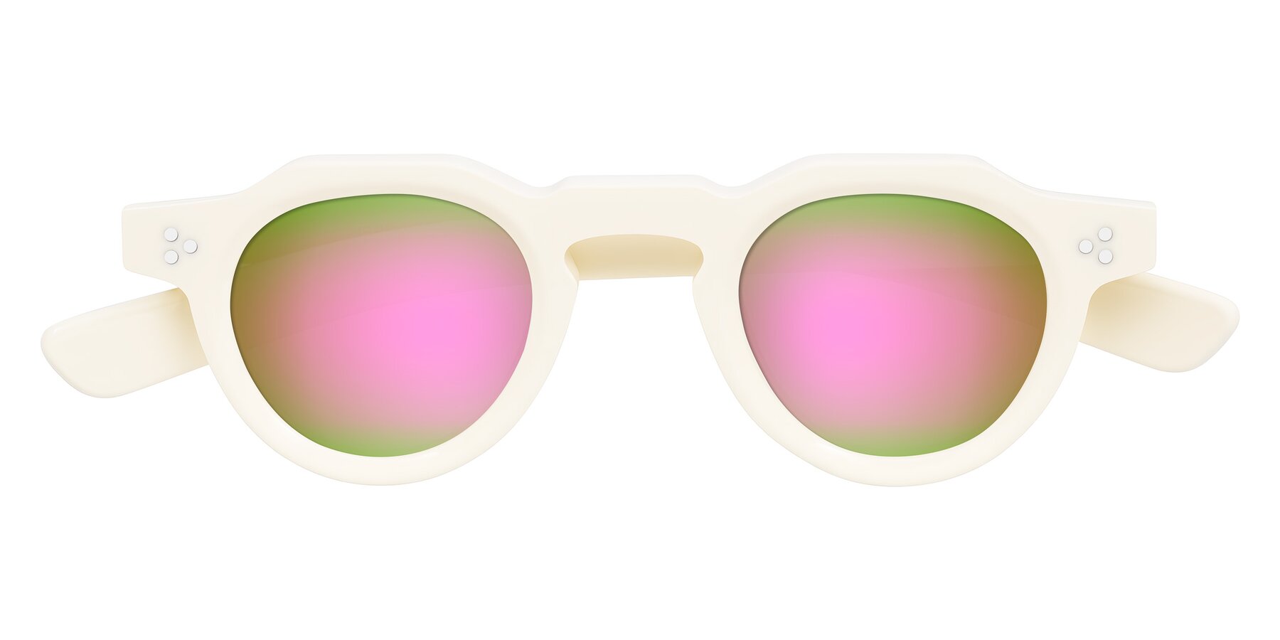 Folded Front of Awint in Ivory White with Pink Mirrored Lenses
