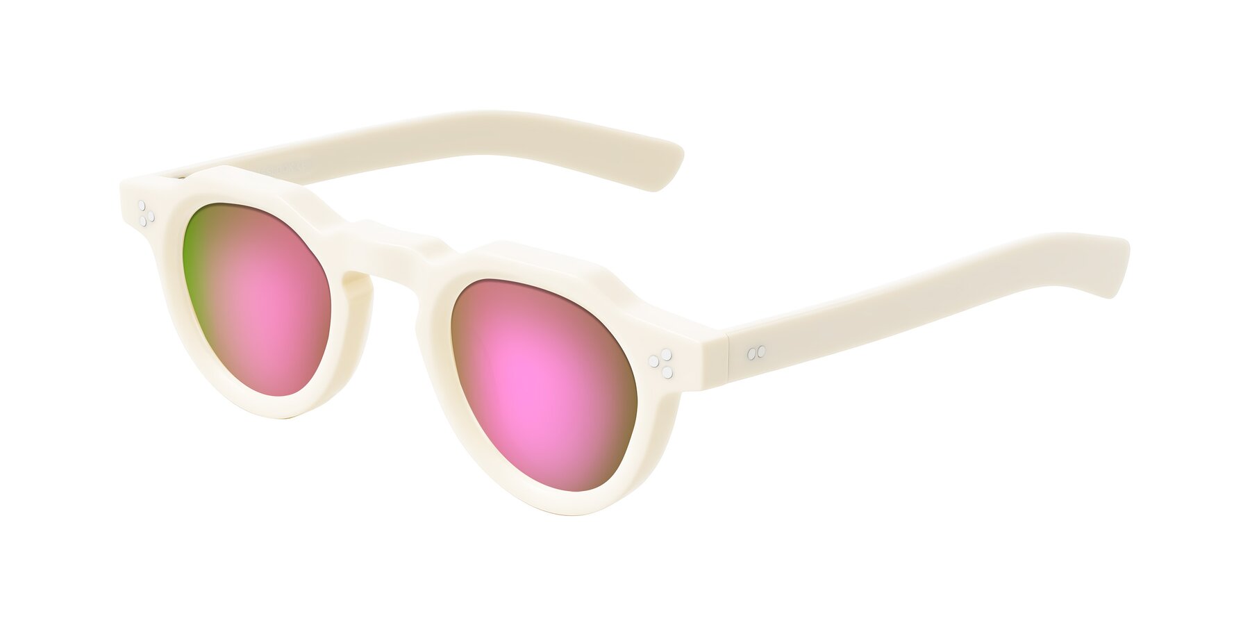 Angle of Awint in Ivory White with Pink Mirrored Lenses