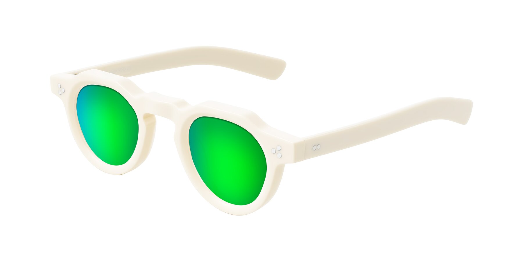 Angle of Awint in Ivory White with Green Mirrored Lenses