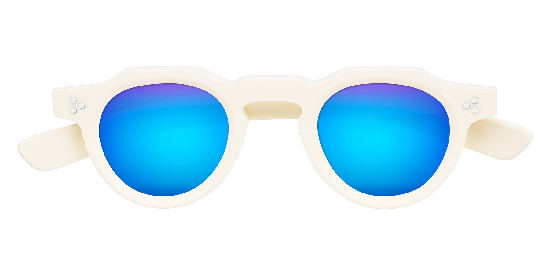 Folded Front of Awint in Ivory White with Blue Mirrored Lenses