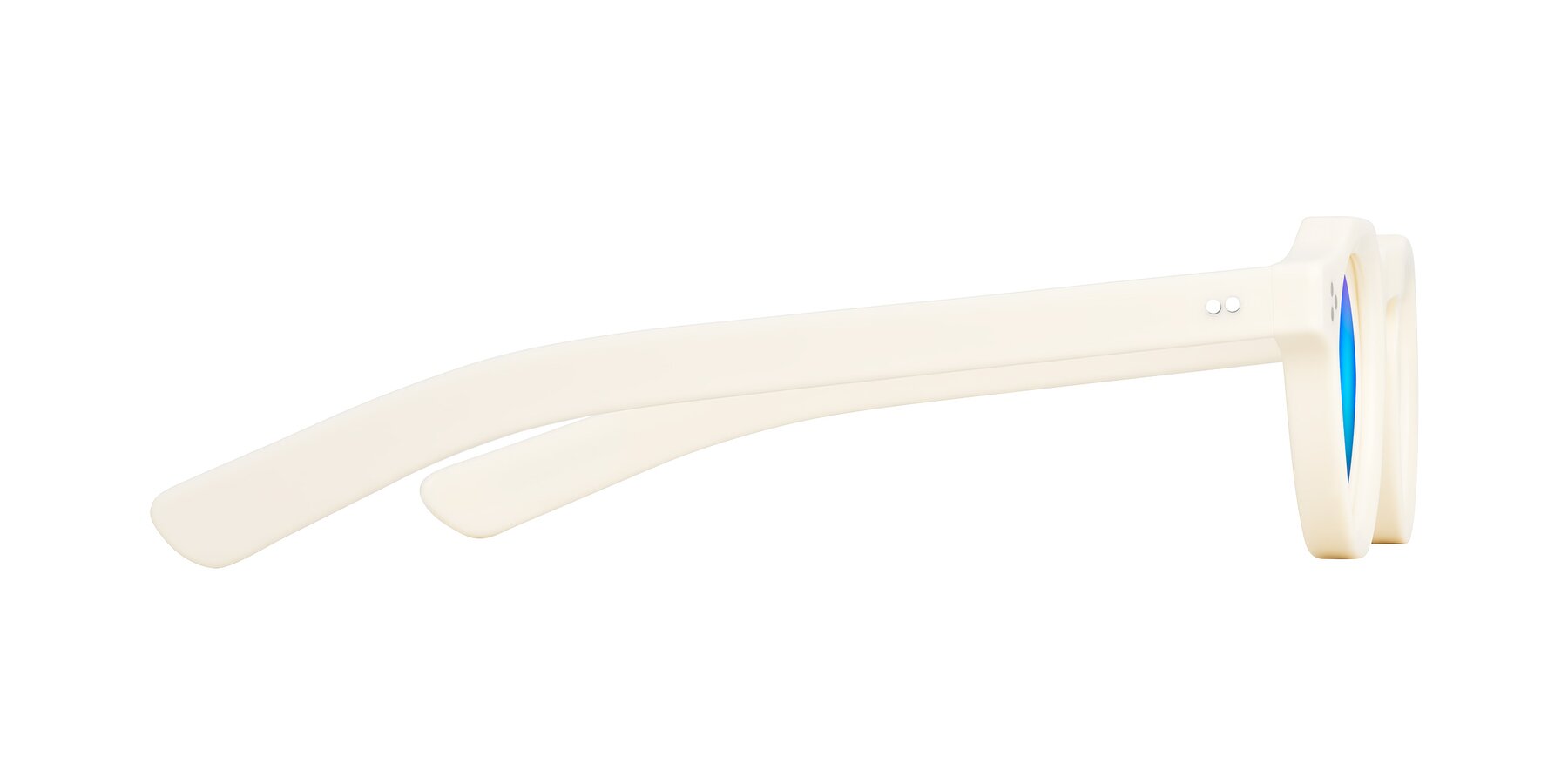 Side of Awint in Ivory White with Blue Mirrored Lenses