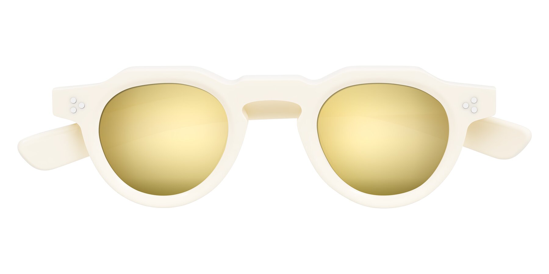 Folded Front of Awint in Ivory White with Gold Mirrored Lenses