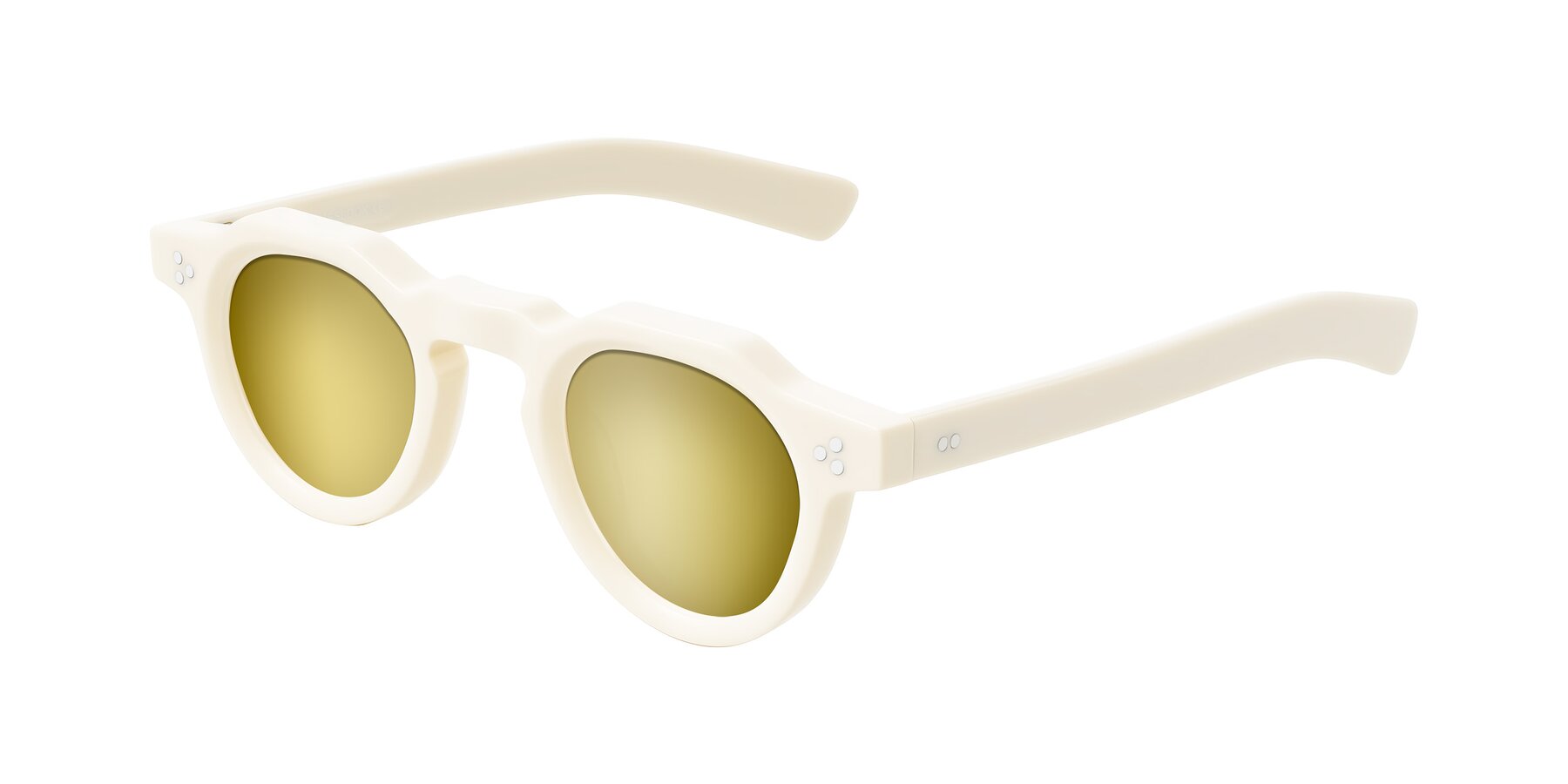 Angle of Awint in Ivory White with Gold Mirrored Lenses