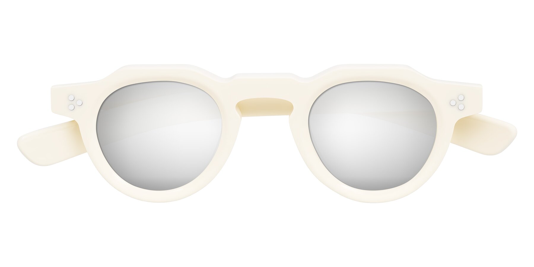 Folded Front of Awint in Ivory White with Silver Mirrored Lenses