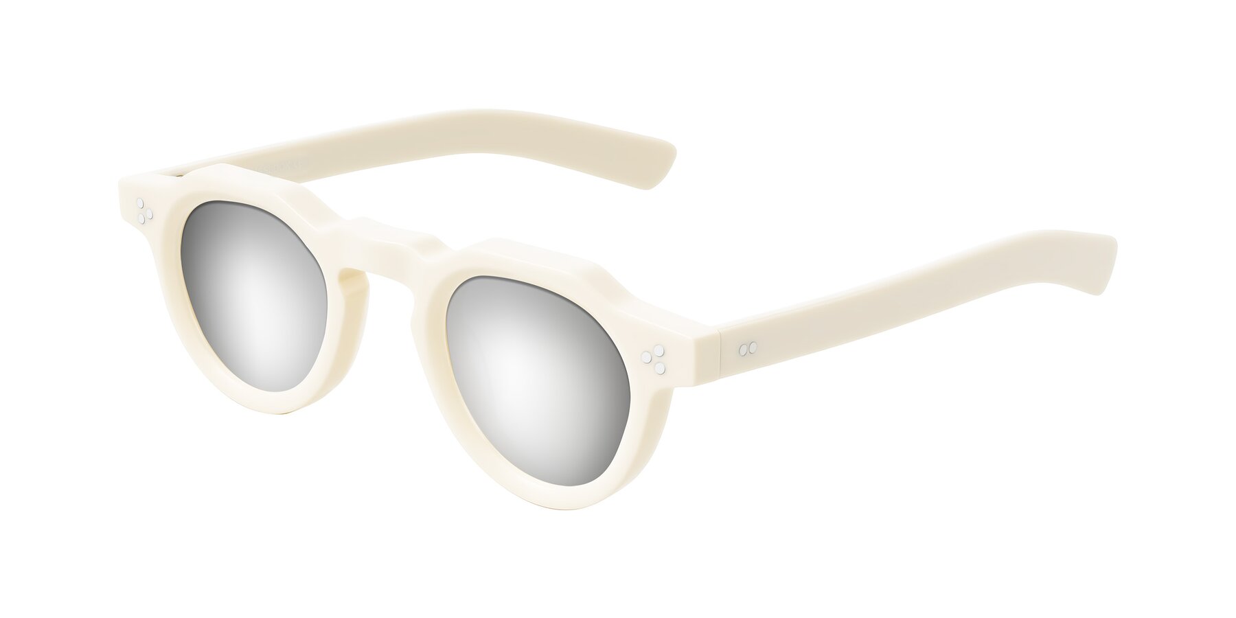 Angle of Awint in Ivory White with Silver Mirrored Lenses