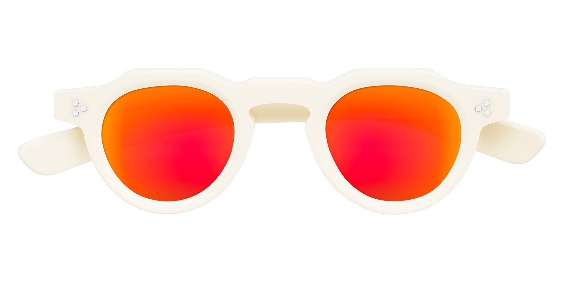 Folded Front of Awint in Ivory White with Red Gold Mirrored Lenses