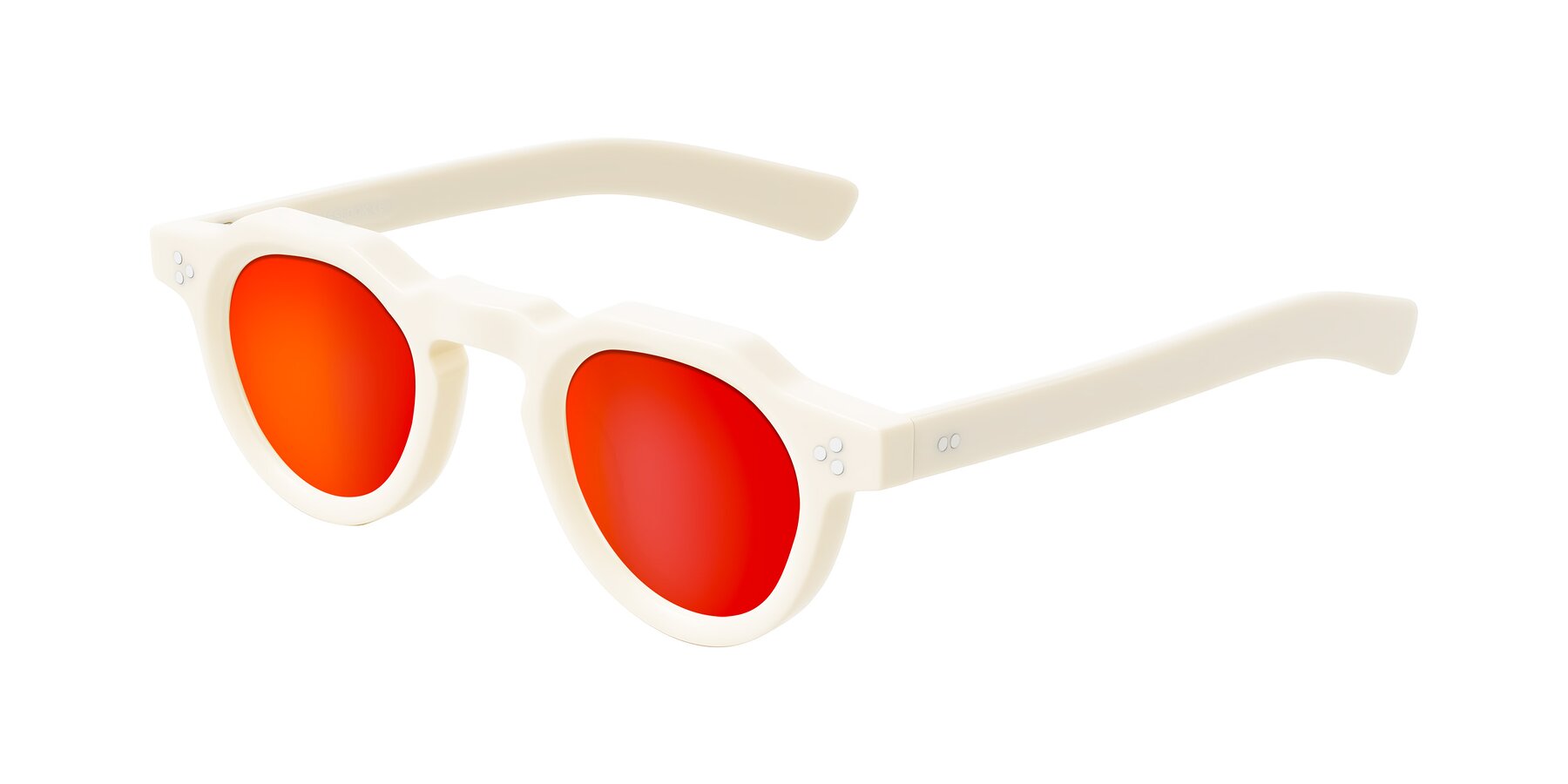 Angle of Awint in Ivory White with Red Gold Mirrored Lenses