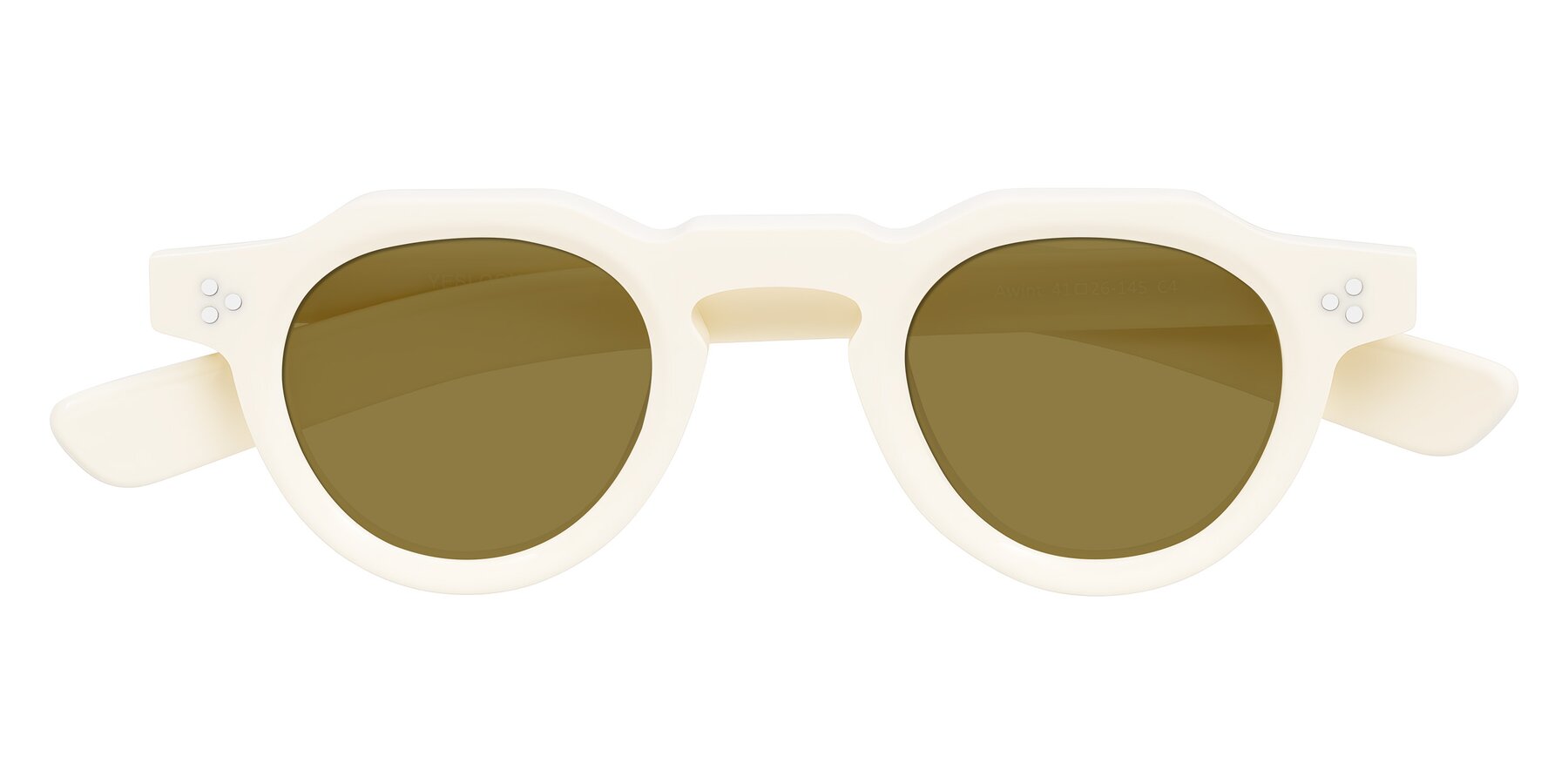 Folded Front of Awint in Ivory White with Brown Polarized Lenses