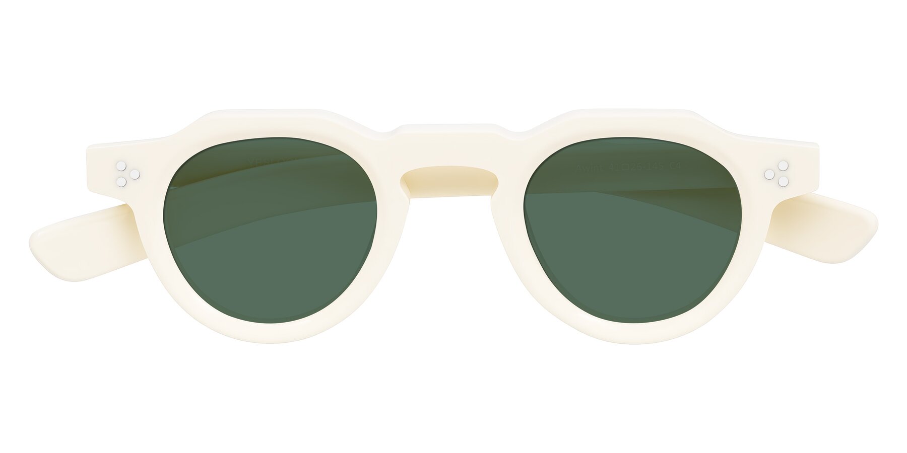 Folded Front of Awint in Ivory White with Green Polarized Lenses