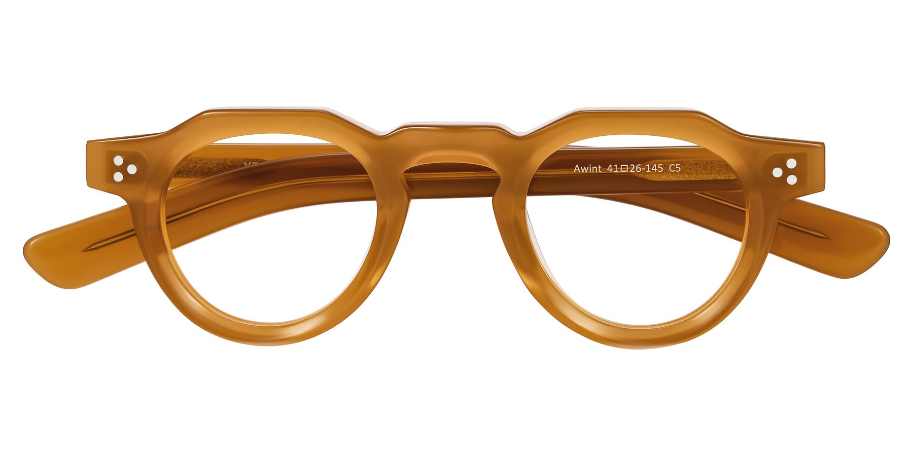 Folded Front of Awint in Caramel with Clear Eyeglass Lenses