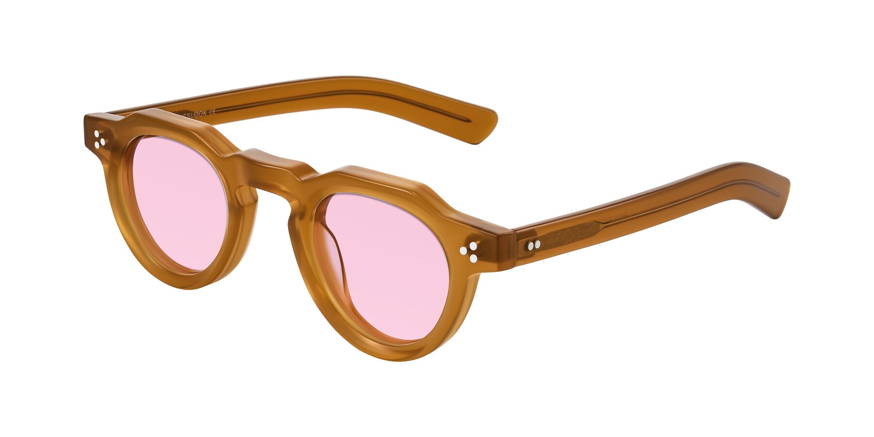 Angle of Awint in Caramel with Light Pink Tinted Lenses