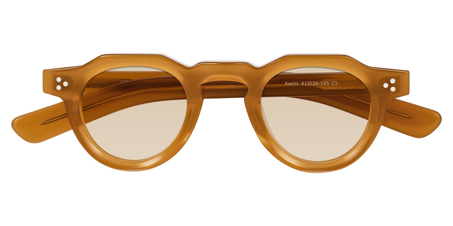 Folded Front of Awint in Caramel with Light Brown Tinted Lenses