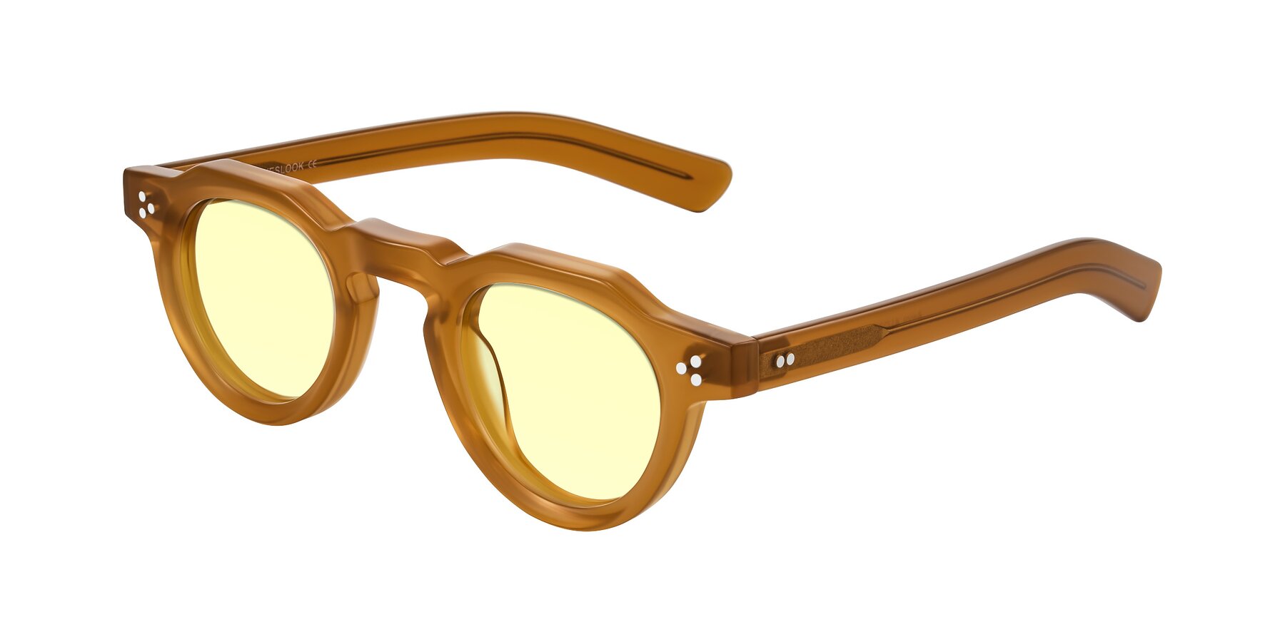 Angle of Awint in Caramel with Light Yellow Tinted Lenses