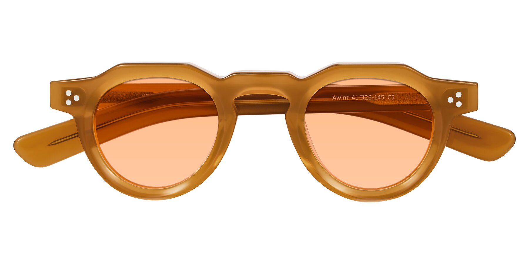 Folded Front of Awint in Caramel with Light Orange Tinted Lenses