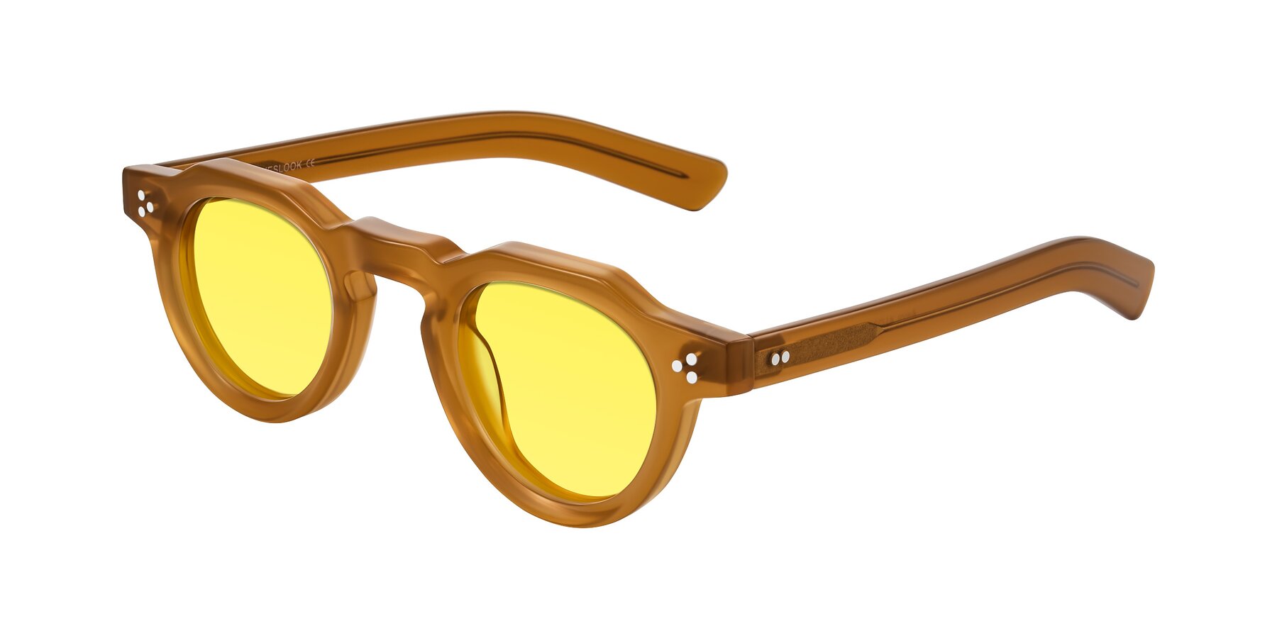 Angle of Awint in Caramel with Medium Yellow Tinted Lenses