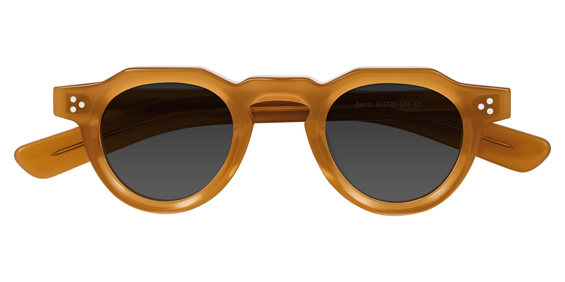 Folded Front of Awint in Caramel with Gray Tinted Lenses
