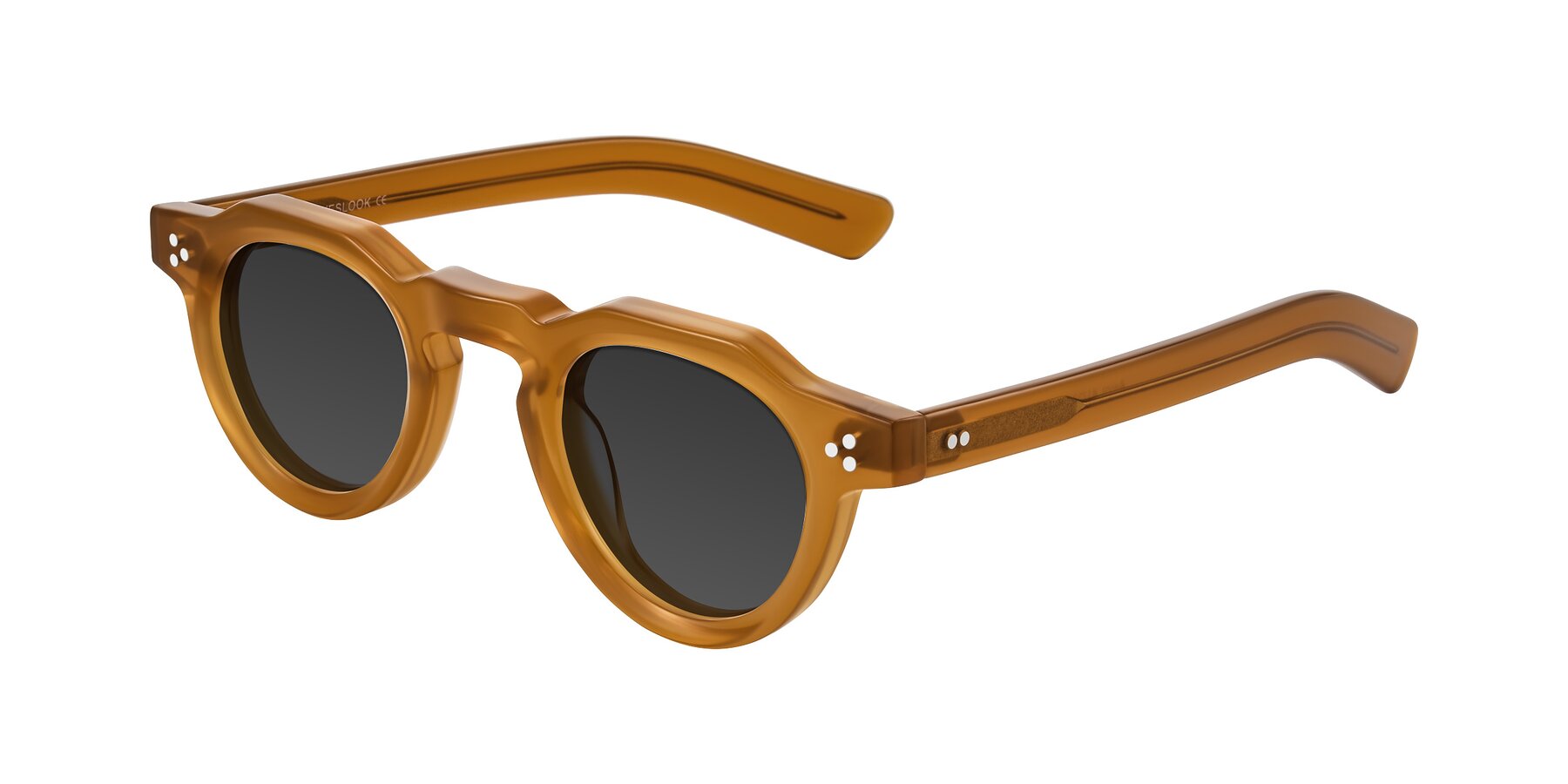 Angle of Awint in Caramel with Gray Tinted Lenses