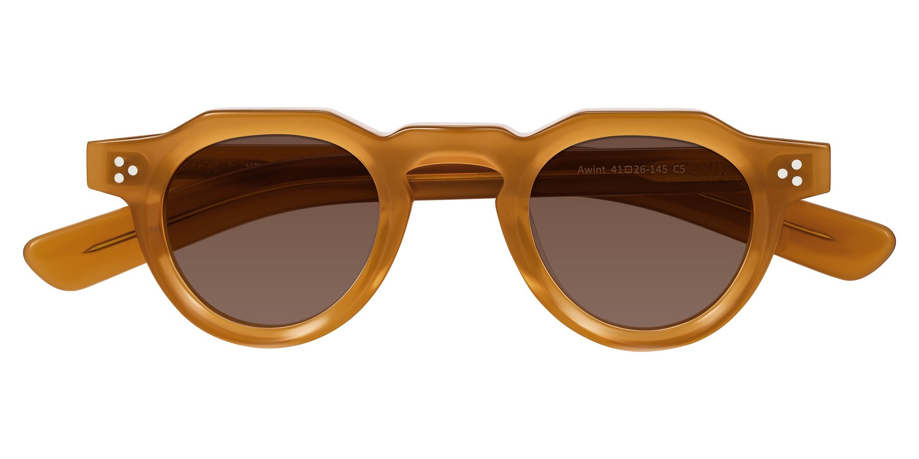 Folded Front of Awint in Caramel with Brown Tinted Lenses