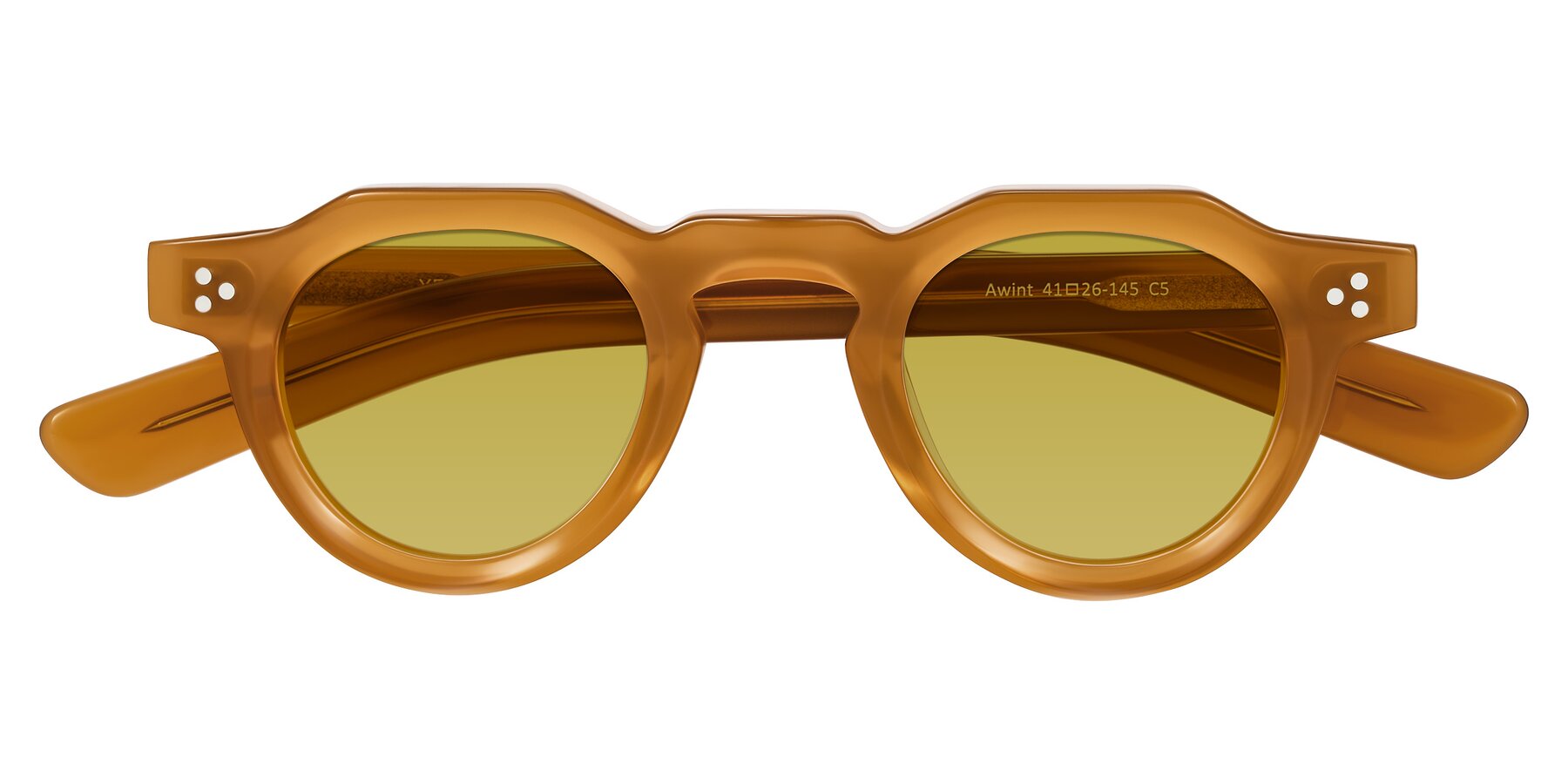 Folded Front of Awint in Caramel with Champagne Tinted Lenses