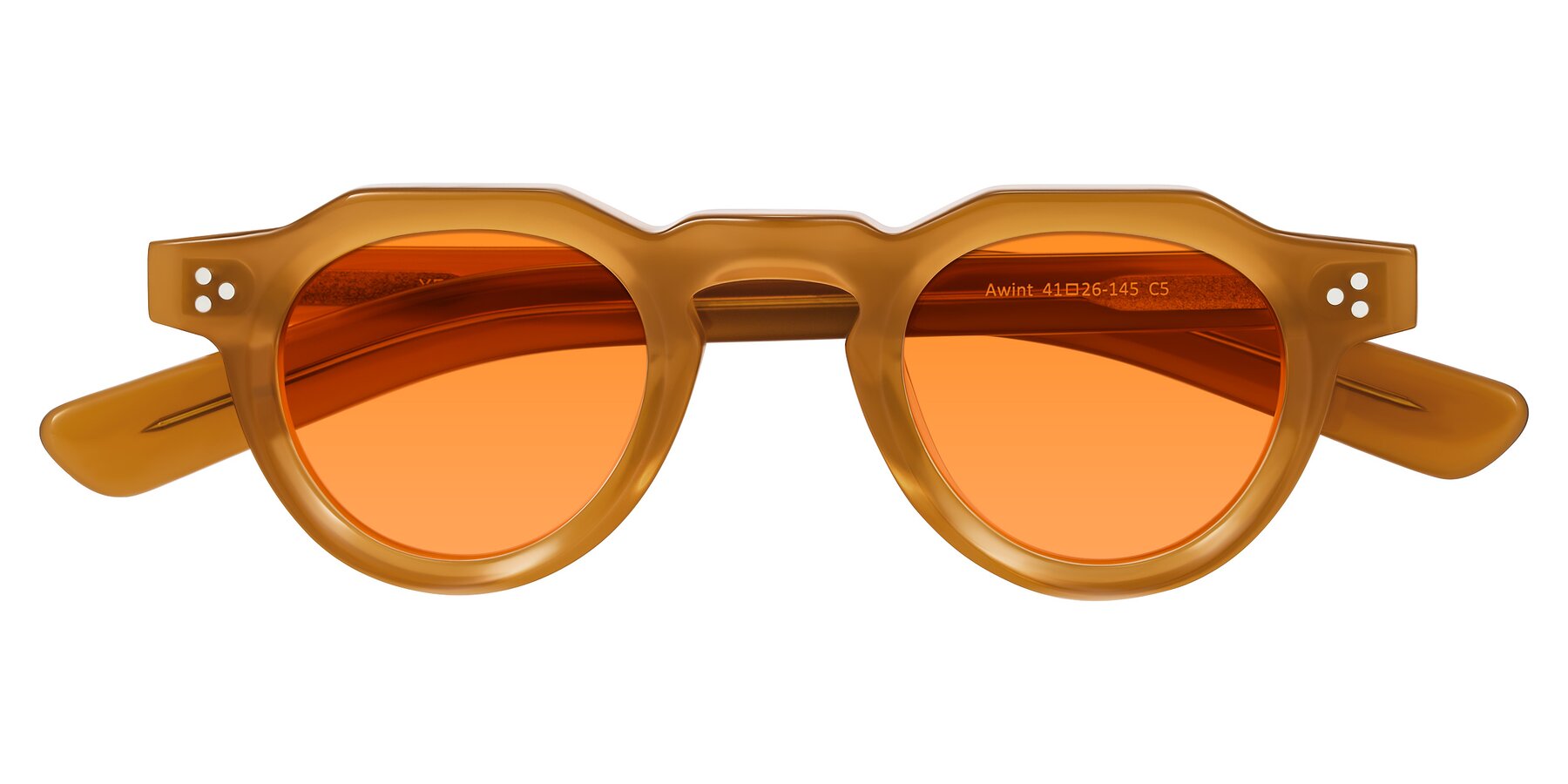 Folded Front of Awint in Caramel with Orange Tinted Lenses