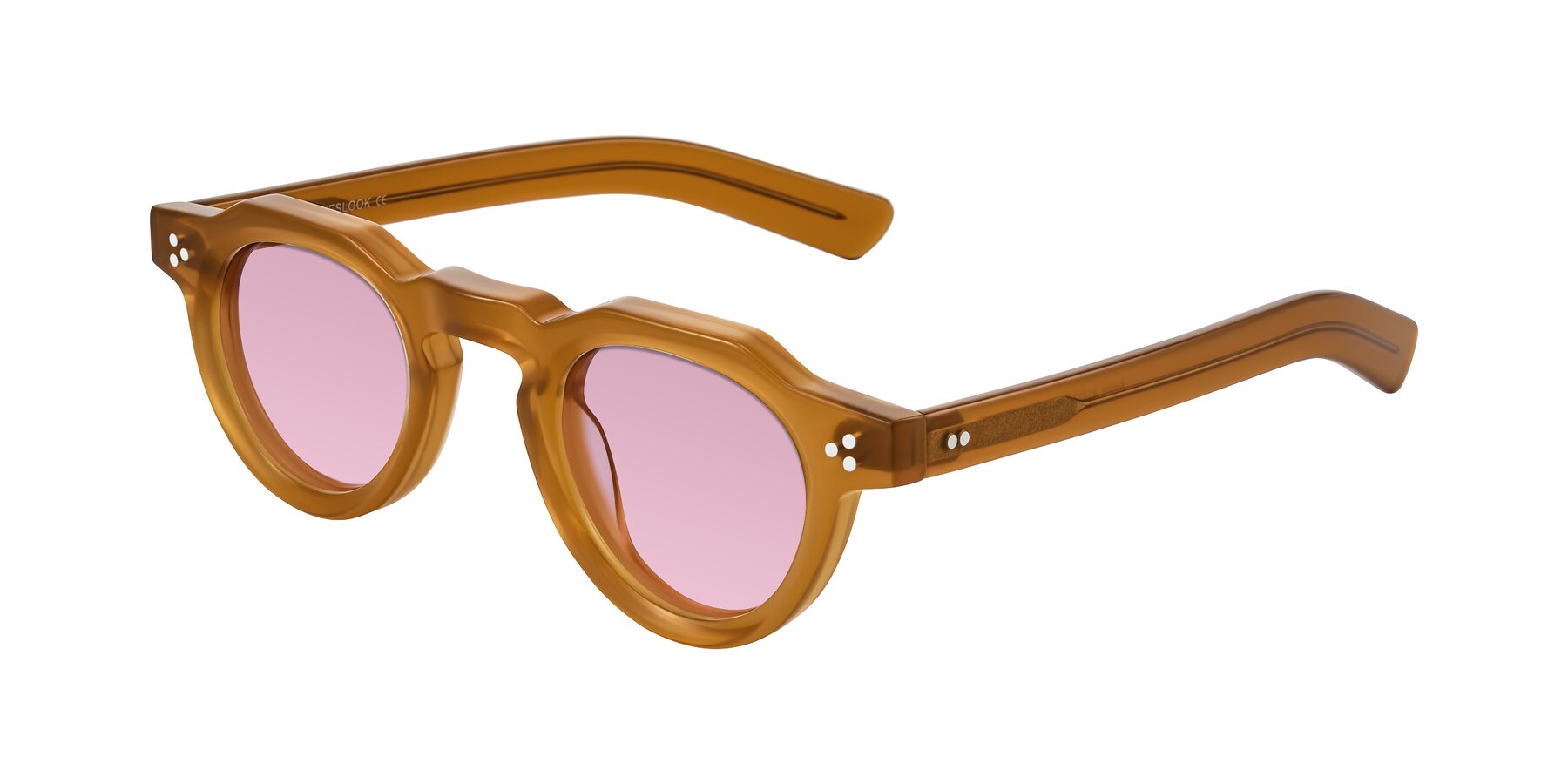 Angle of Awint in Caramel with Light Wine Tinted Lenses