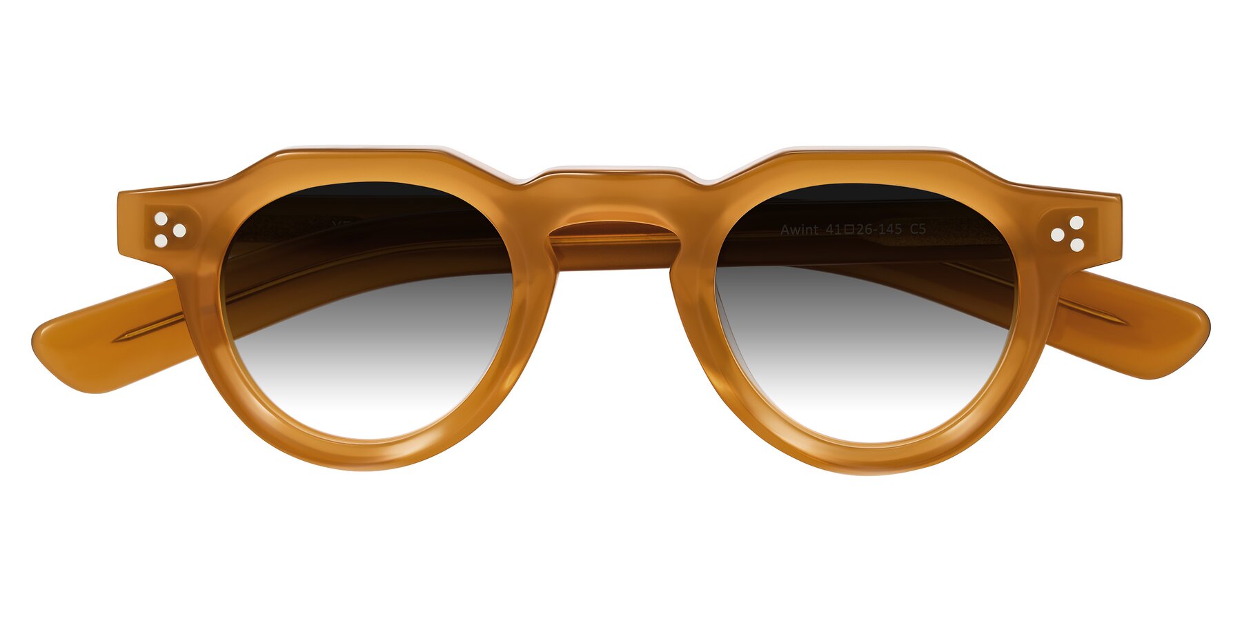 Folded Front of Awint in Caramel with Gray Gradient Lenses