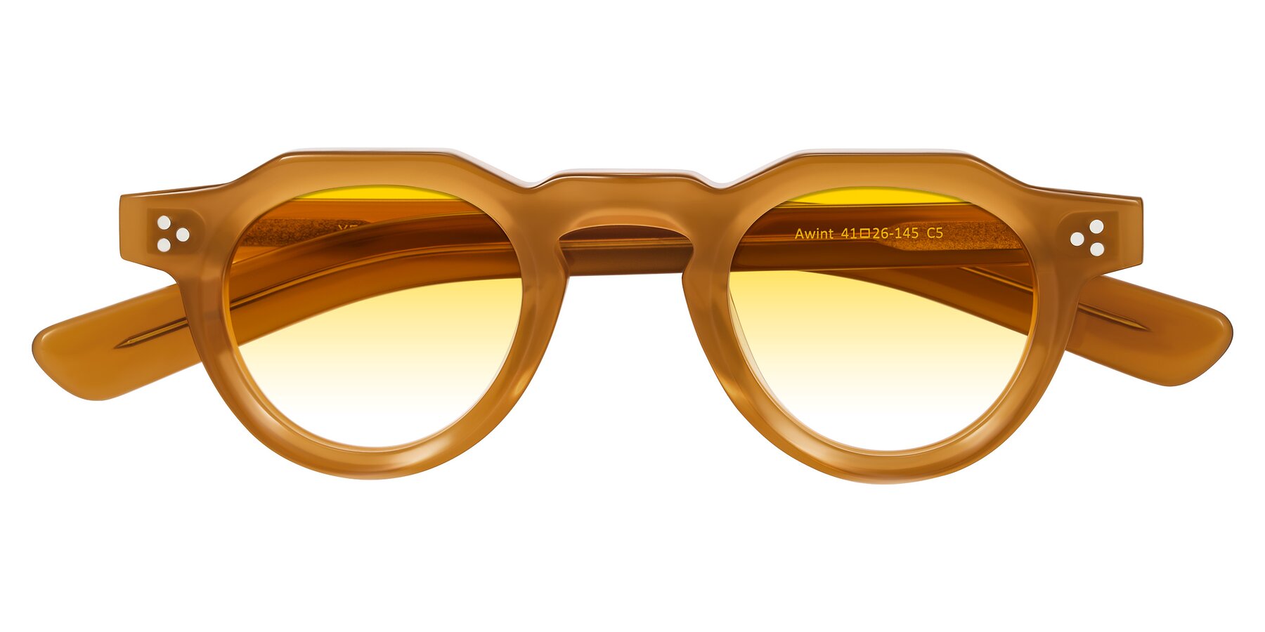Folded Front of Awint in Caramel with Yellow Gradient Lenses