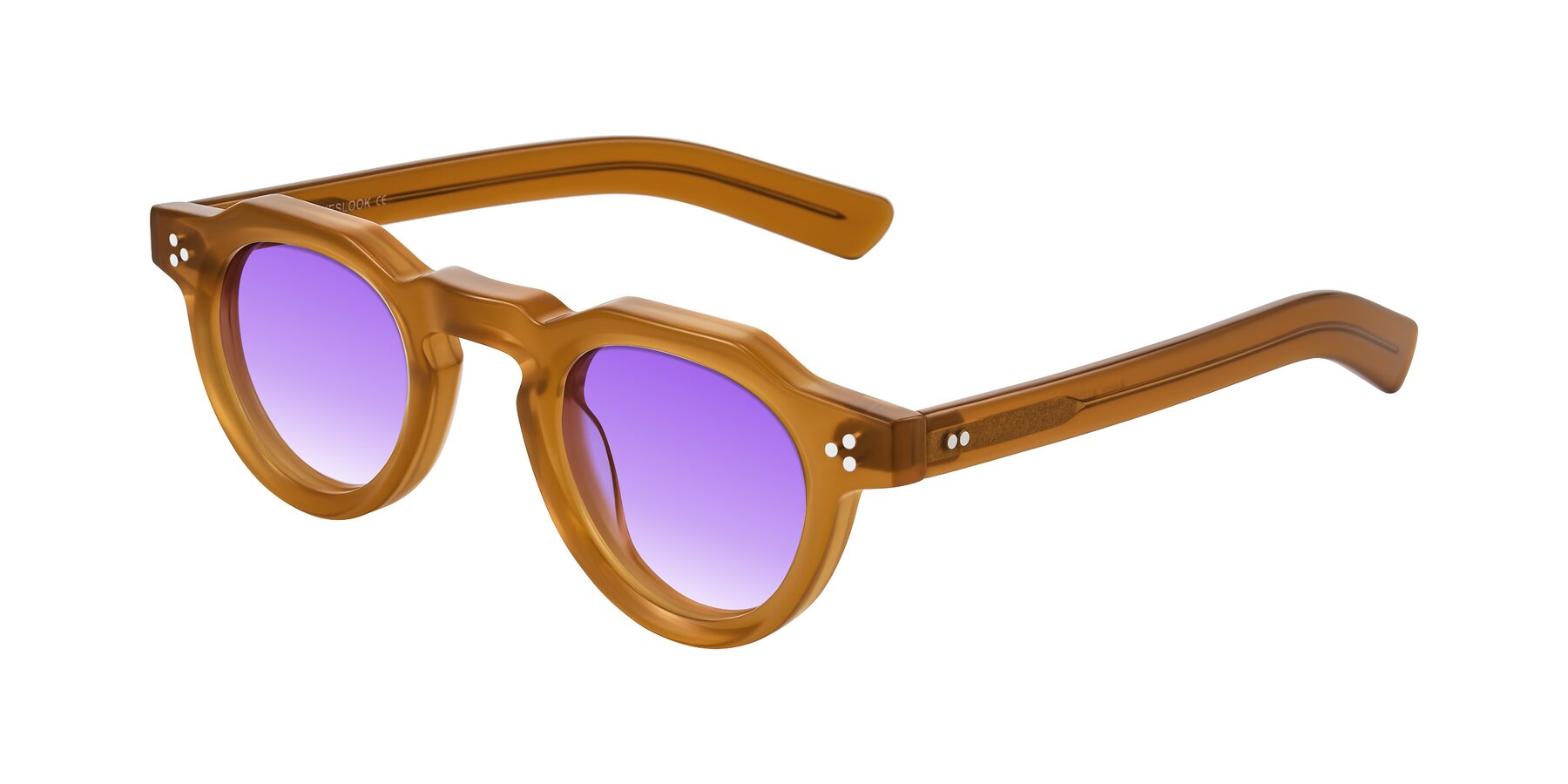Angle of Awint in Caramel with Purple Gradient Lenses
