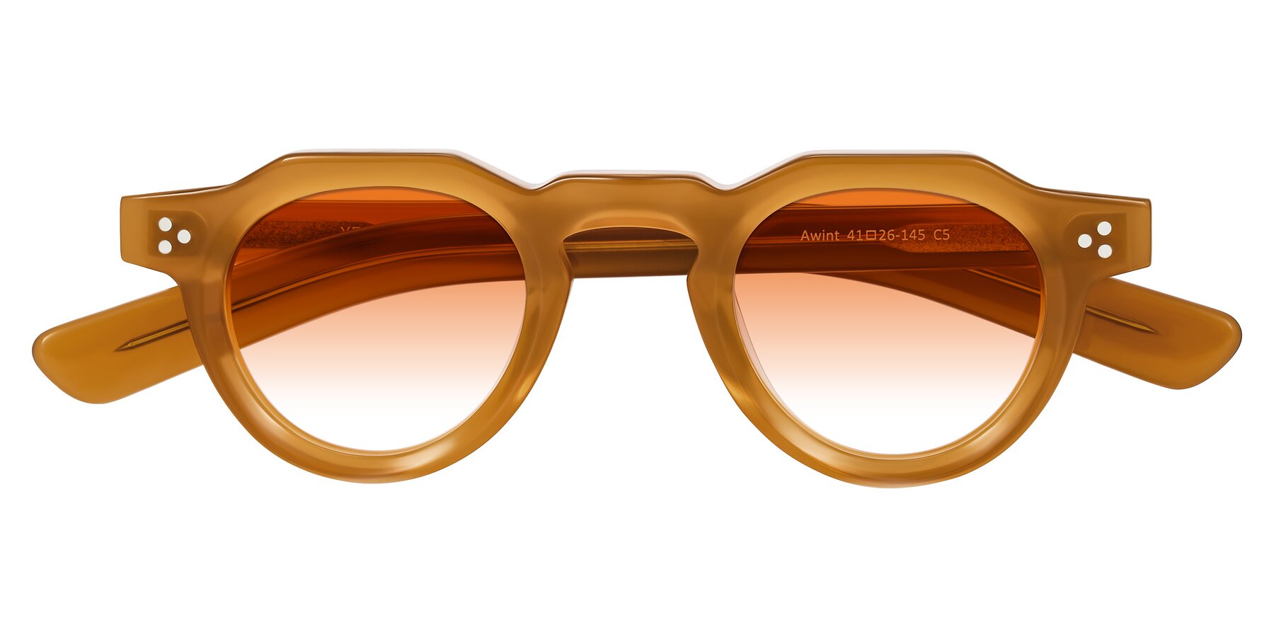 Folded Front of Awint in Caramel with Orange Gradient Lenses