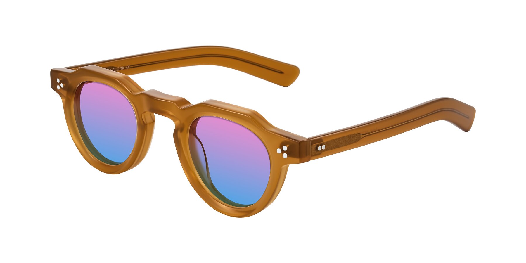 Angle of Awint in Caramel with Pink / Blue Gradient Lenses