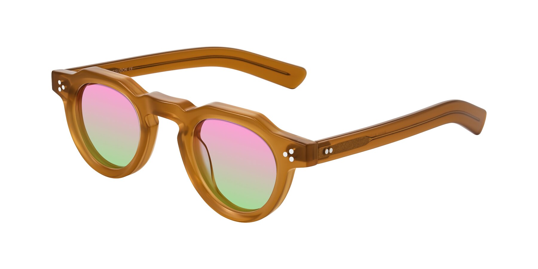 Angle of Awint in Caramel with Pink / Green Gradient Lenses