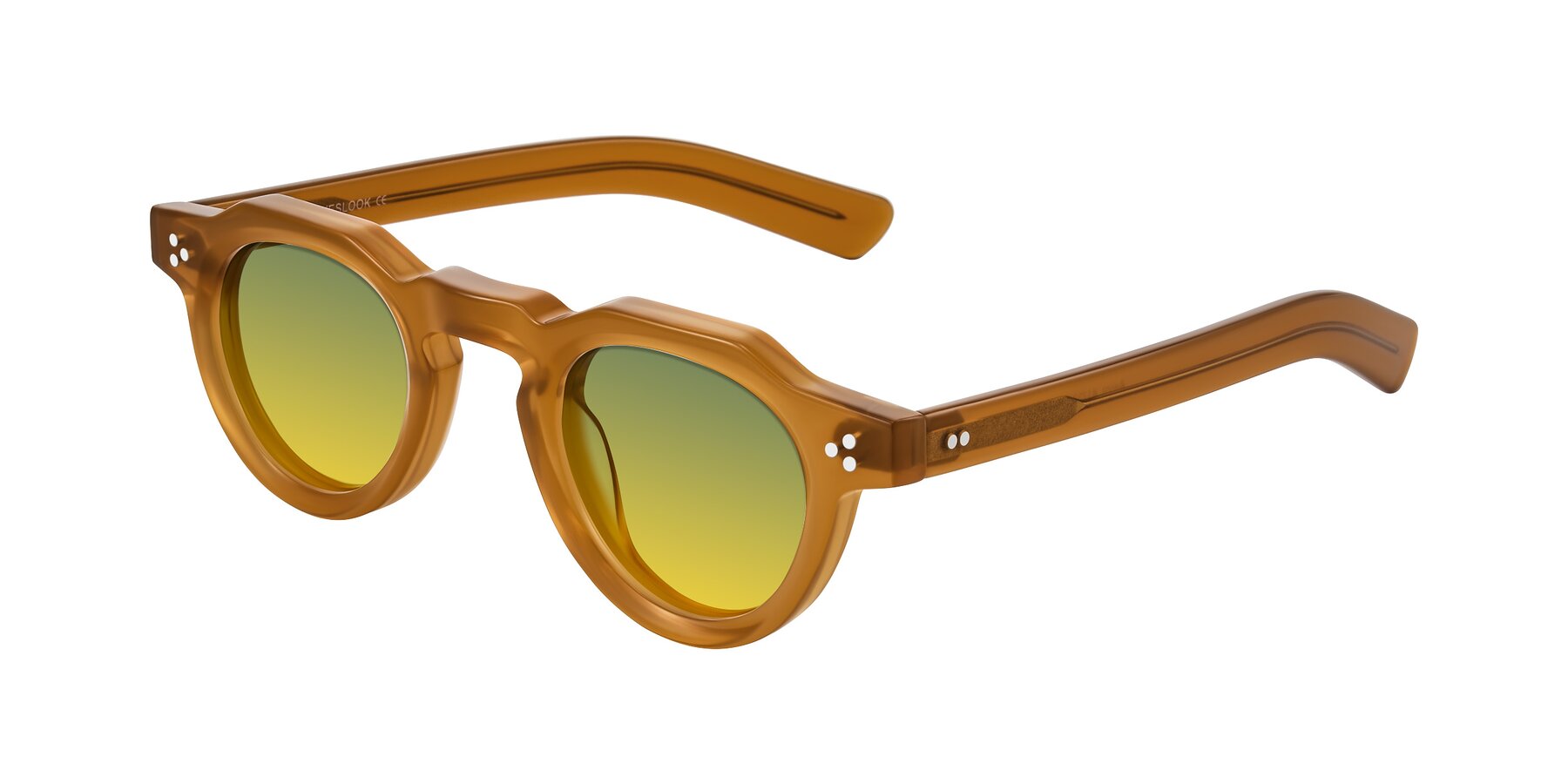 Angle of Awint in Caramel with Green / Yellow Gradient Lenses