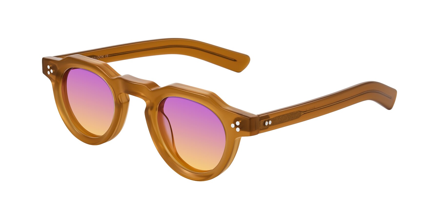 Angle of Awint in Caramel with Purple / Yellow Gradient Lenses