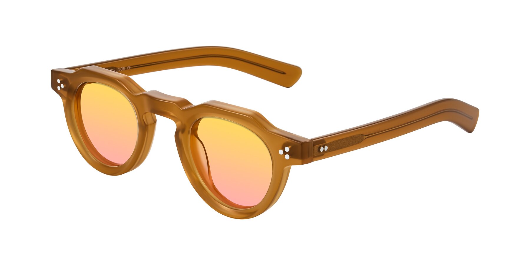 Angle of Awint in Caramel with Yellow / Pink Gradient Lenses