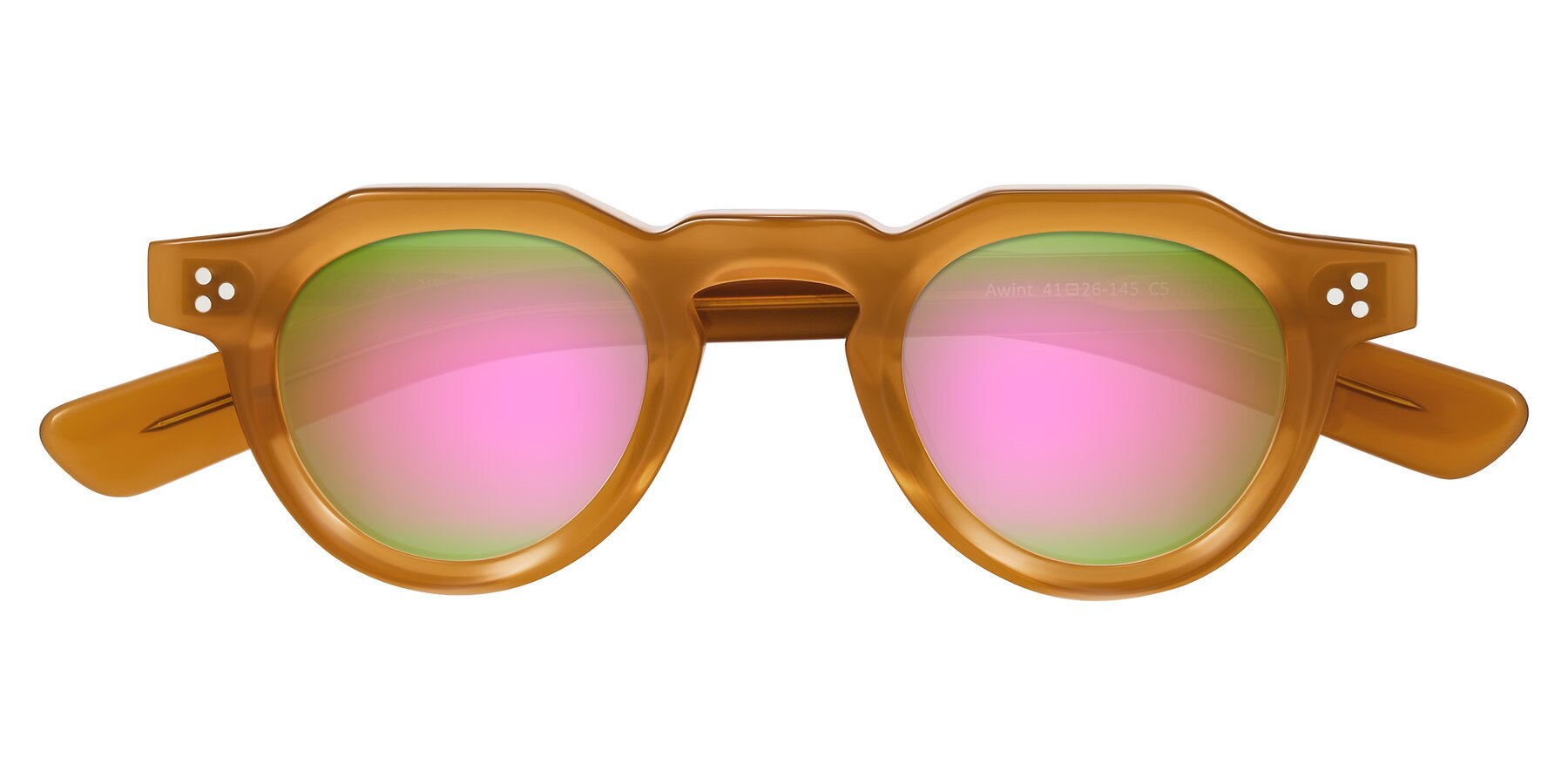 Folded Front of Awint in Caramel with Pink Mirrored Lenses