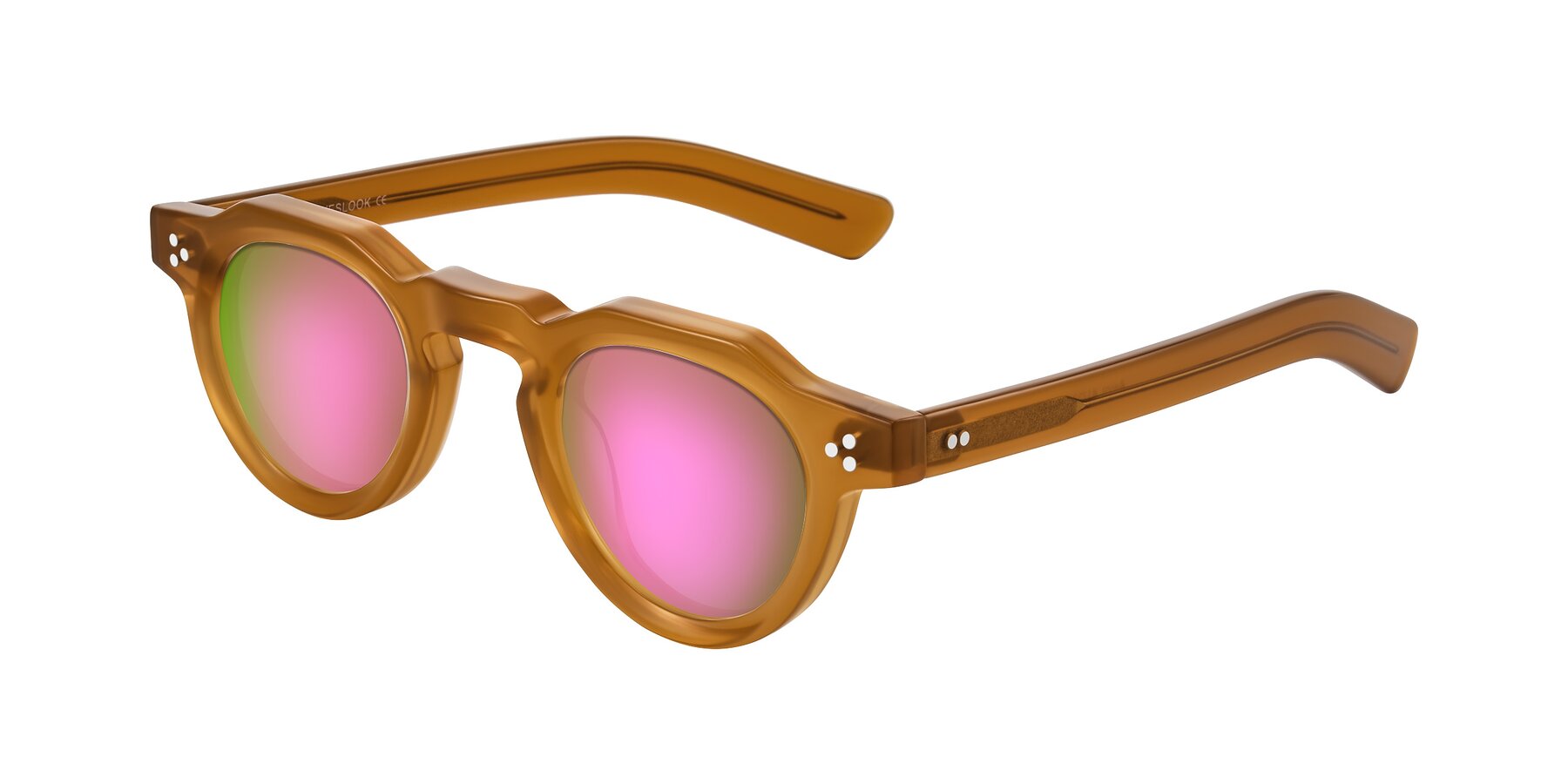 Angle of Awint in Caramel with Pink Mirrored Lenses