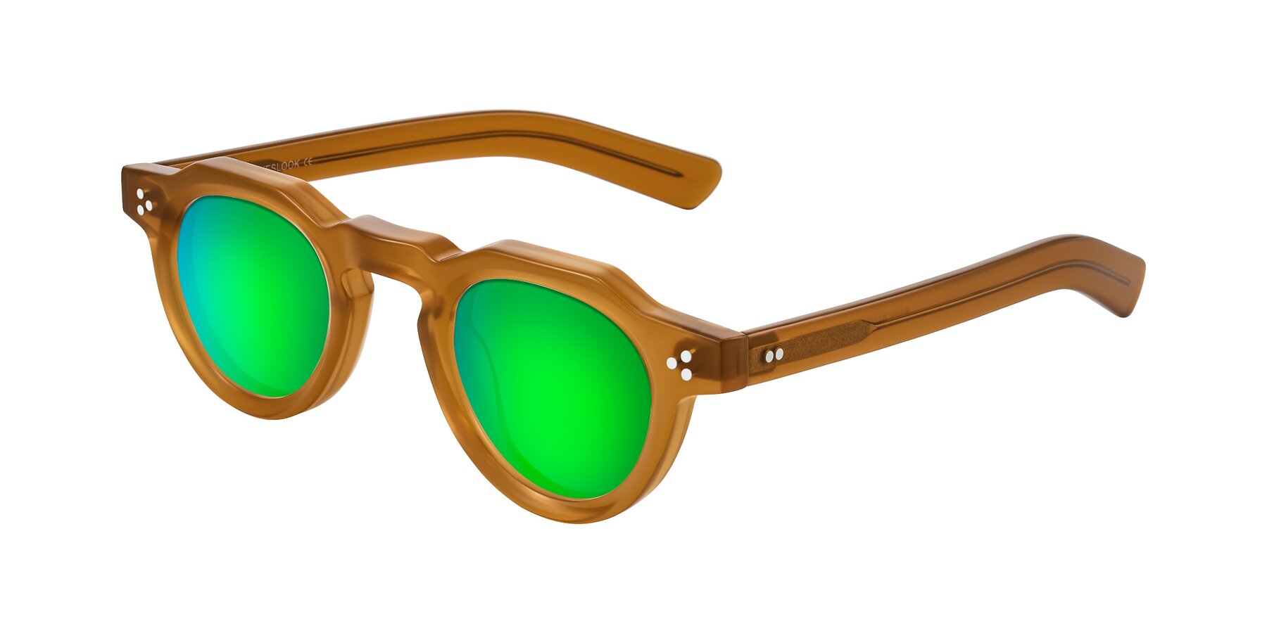 Angle of Awint in Caramel with Green Mirrored Lenses
