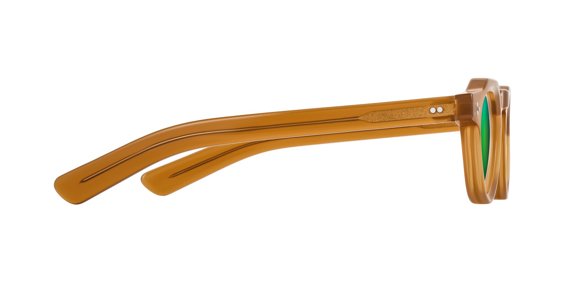 Side of Awint in Caramel with Green Mirrored Lenses