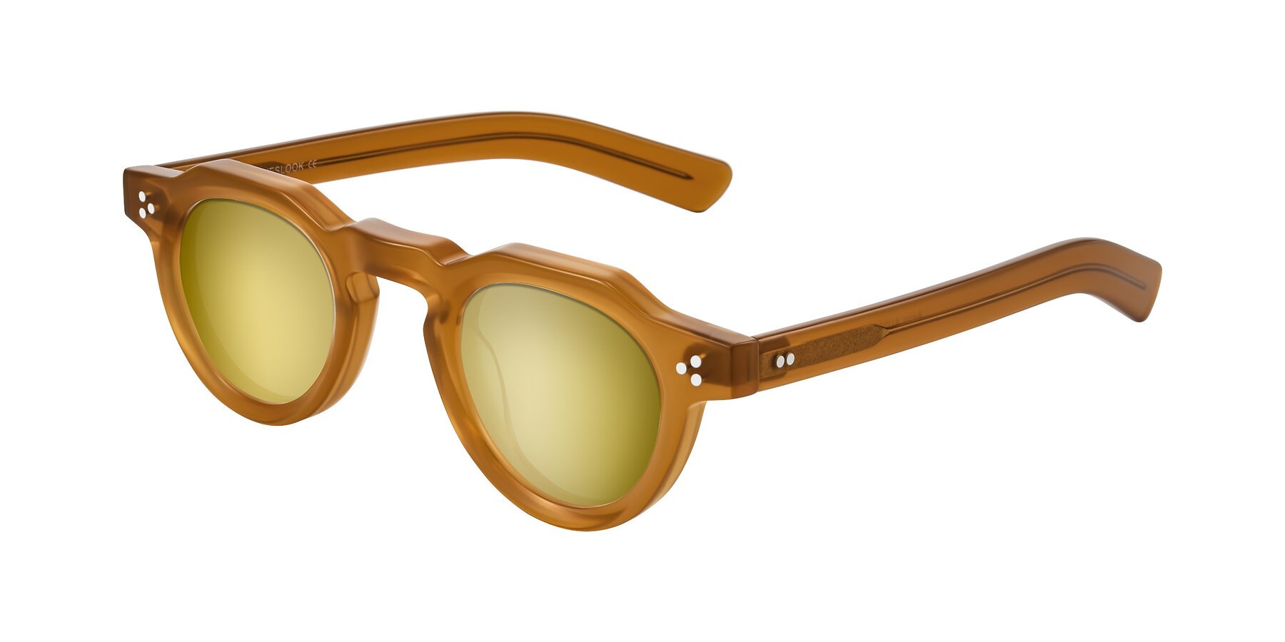 Angle of Awint in Caramel with Gold Mirrored Lenses