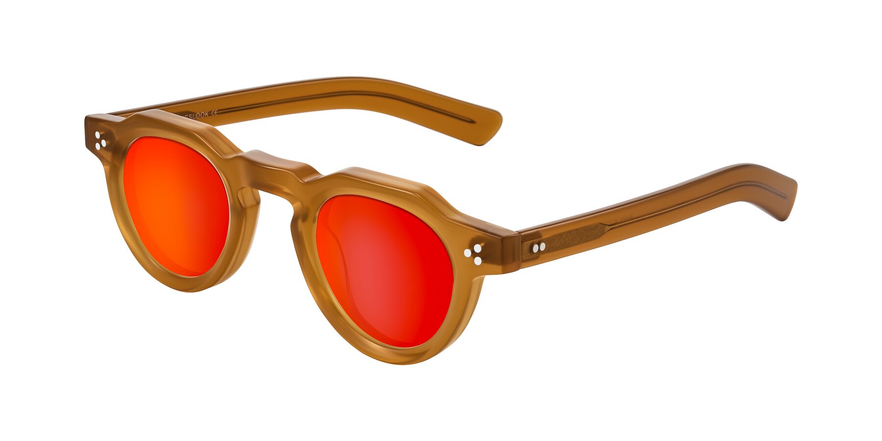 Angle of Awint in Caramel with Red Gold Mirrored Lenses