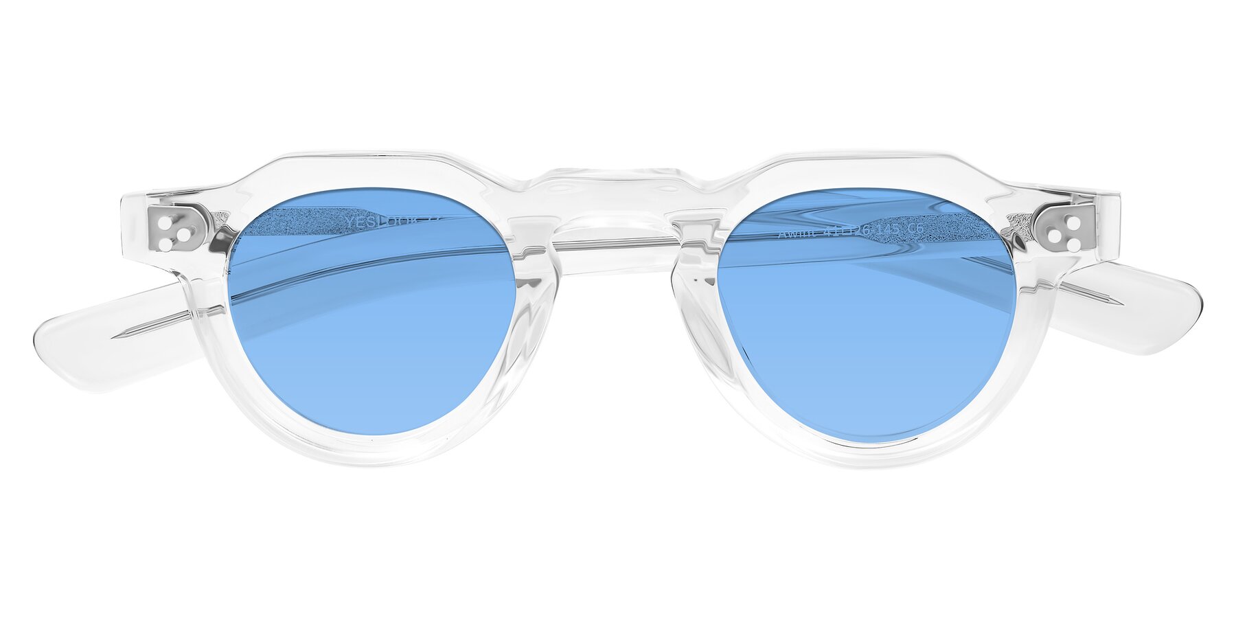 Folded Front of Awint in Clear with Medium Blue Tinted Lenses