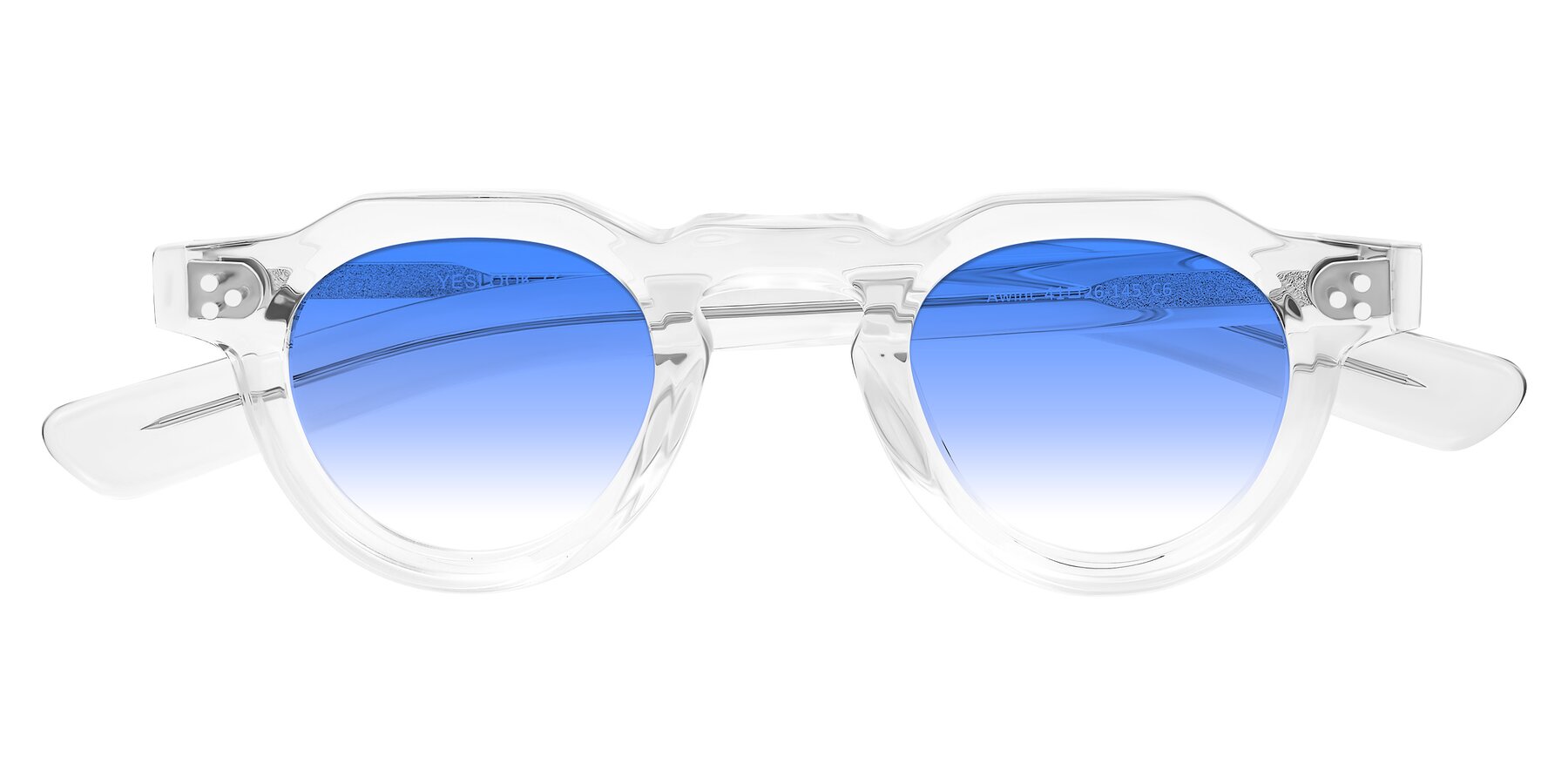 Folded Front of Awint in Clear with Blue Gradient Lenses